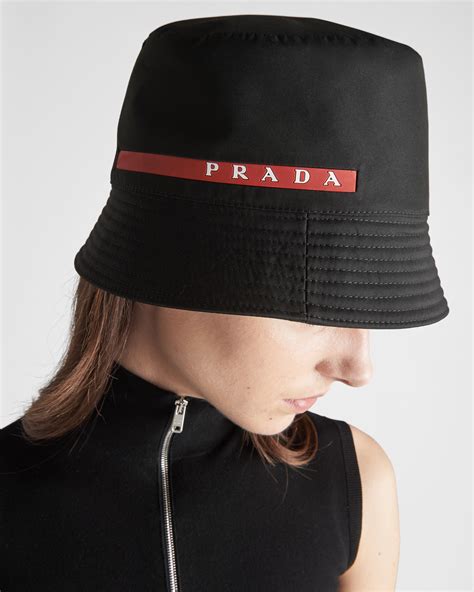 prada linea rossa bucket hat|Black Technical Fabric Bucket Hat .